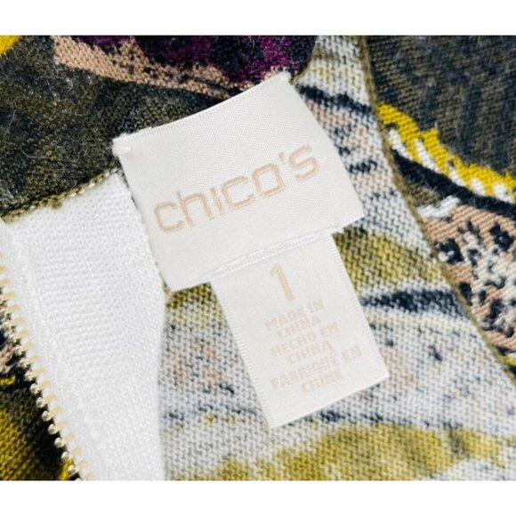 Chicos Size 1 Medium Multicolor Paisley Thin Lightweight Pullover Sweater - Picture 3 of 4